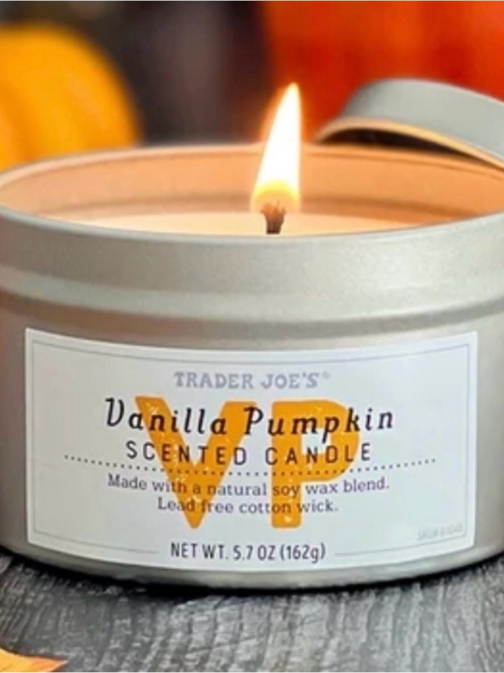 Trader Joe’s Vanilla Pumpkin Scented Candle Tin NEW 2026 5.7 oz